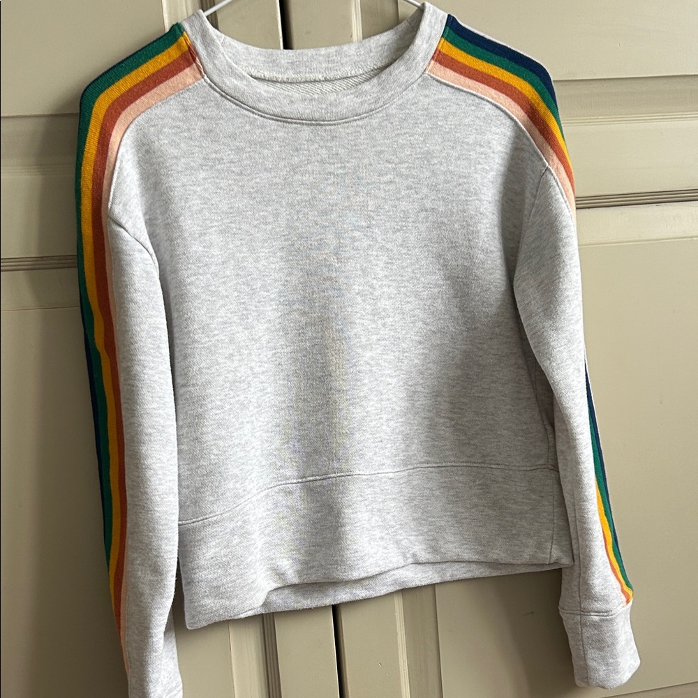 Madewell Gray Sweatshirt with Rainbow Stripes